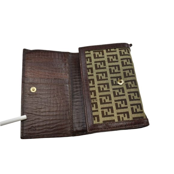 FENDI "Zucchino": Brown "FF" Logo Medium Wallet 1019 - Picture 6 of 10